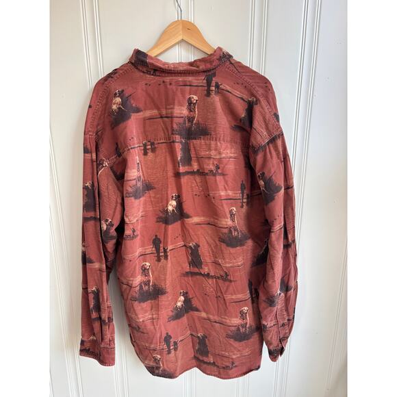 Columbia River Lodge Long Sleeve Button Down Shirt Dog Pattern Men's Size XXL  r - Picture 2 of 6